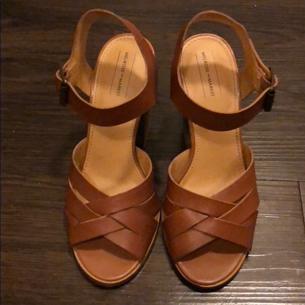 Cognac block heel sandals